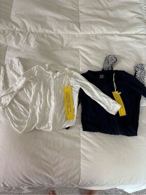 PURCOMFY Navy & White Set of Two Footie Pajamas
